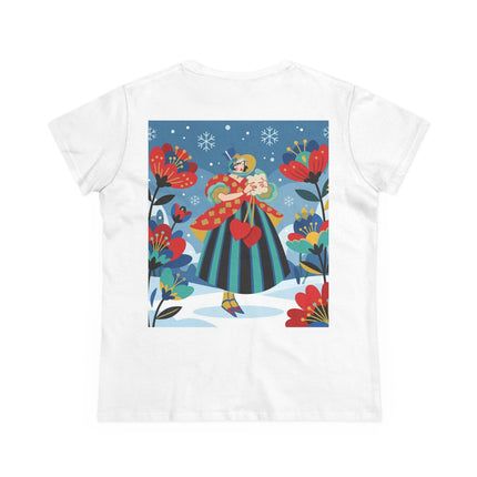 ❤️❄️ The Winter Heart Messenger Cotton Tee – Art Deco Winter Enchantment