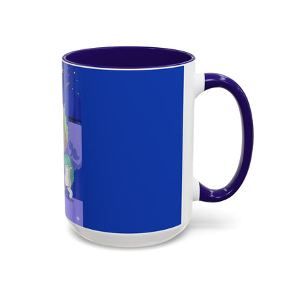 Wishes Beneath the Comet Sky Colorful Mug (11oz, 15oz) – Celestial Magic, Art Deco Elegance & Dreamy Wonder