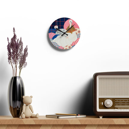 🌙🪶 The Lady Of The Midnight Salon Acrylic Wall Clock – Art Deco Bohemian Elegance