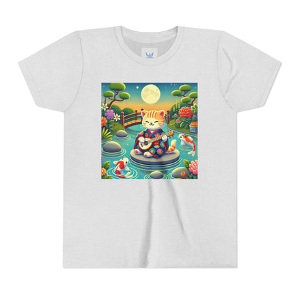 Melodic Kitten by the Koi Pond Youth Short Sleeve Tee
