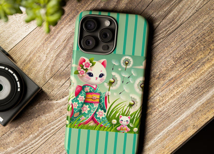 Geisha Kitten and the Dandelion Phone Cases