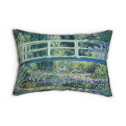 Water Lilies and Japanese Bridge by Claude Monet Spun Polyester Lumbar Pillow