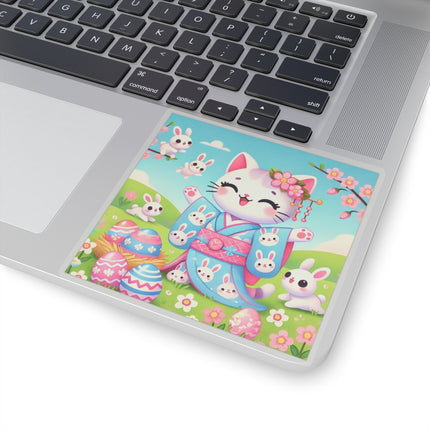 Springtime Kitten’s Easter Joy Kiss-Cut Stickers (4 Sizes)