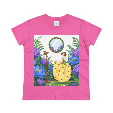 🦜🪷 The Parrot Garden Reflection Cotton Tee – Art Deco Fashion Whimsy