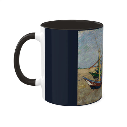 Fishing Boats on the Beach at Saintes-Maries by Vincent Van Gogh Colorful Mugs, 11oz