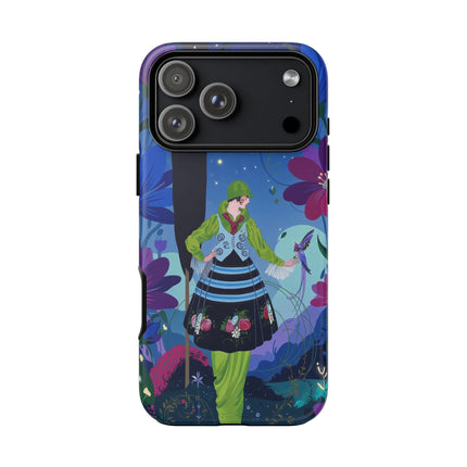 🌸🐦 The Lady Of The Midnight Bird Garden Phone Case – Art Deco Floral Fantasy