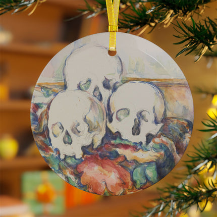 The Three Skulls by Paul Cézanne Glass Ornament