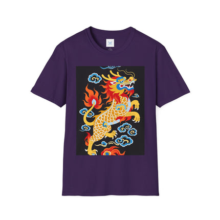 🐅🔥 The Golden Fire Tiger Softstyle T-Shirt – Celestial Flames & Eastern Fantasy