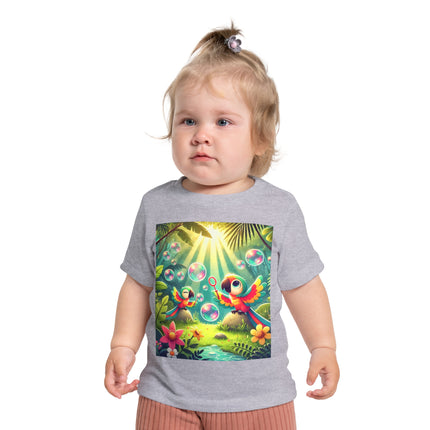 Parrots and Bubbles Baby T-Shirt – Tropical Color & Playful Joy