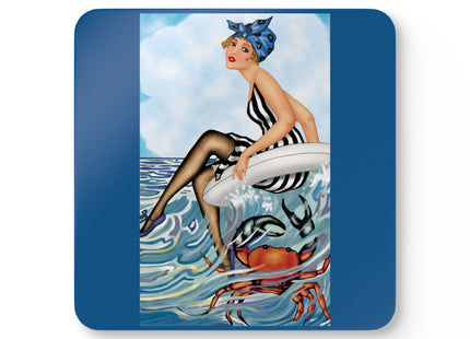 Playful Waves and Fashion Follies Corkwood Coaster Set