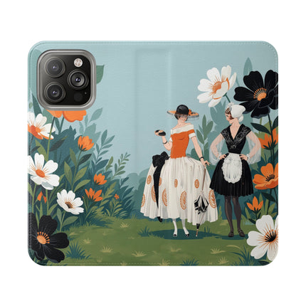🌼🖤 The Ladies Of The Garden Promenade Flip Case – Art Deco Floral Fashion