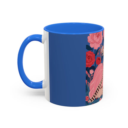 The Lady And The Scarlet Macaw Colorful Mugs – Art Deco Floral Elegance