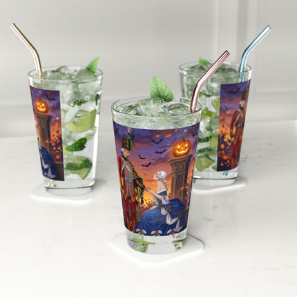 🎃💙 The Pumpkin Lantern Courtship Glass, 16oz – Romantic Halloween Elegance