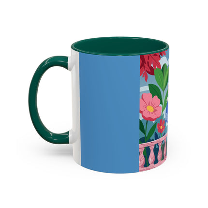 The Lady Of The Blossoming Terrace Colorful Mugs – Art Deco Floral Garden Elegance