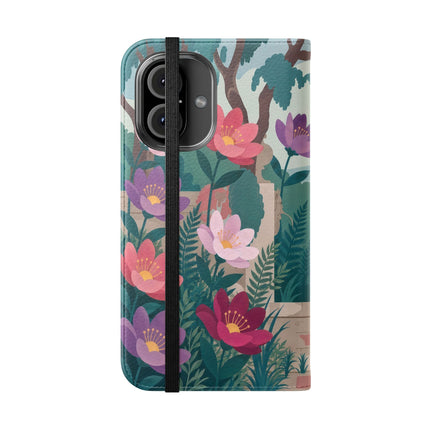 🌺🎭 The Garden Courtship Flip Case – Art Deco Floral Romance
