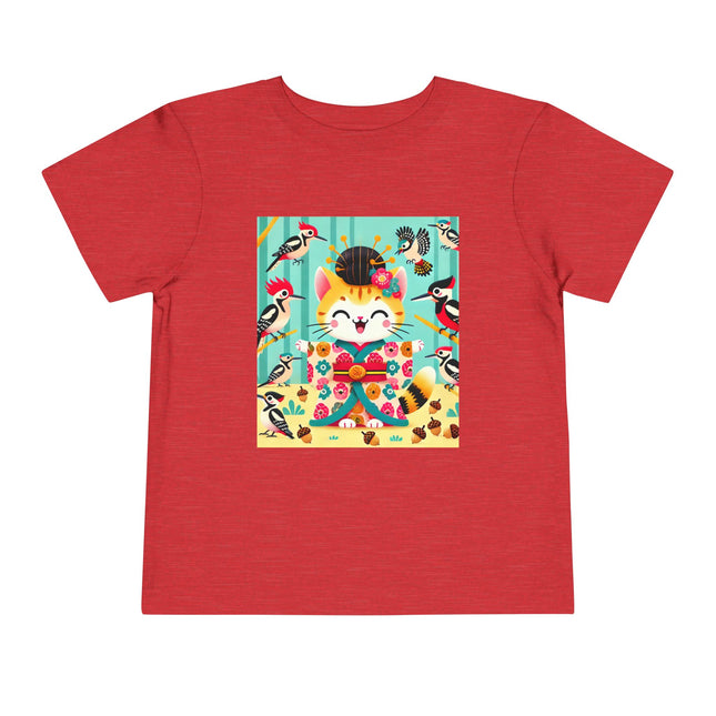 Geisha Kitten in the Woodpecker Grove Toddler Short Sleeve Tee