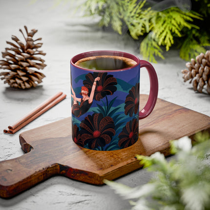 🖤🌺 The Midnight Floral Acrobat Colorful Mug – Art Deco Fashion Whimsy