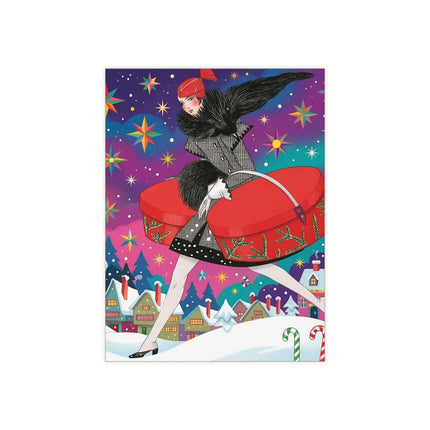 🎁✨ The Lady Of The Christmas Hatbox Ceramic Tile – Art Deco Holiday Adventure