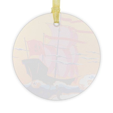 Golden Seas and Whimsical Dreams Glass Ornament