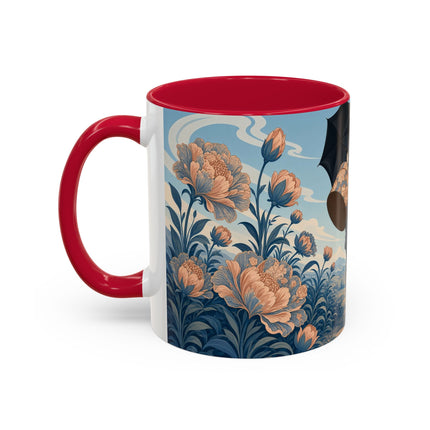☔🌸 The Grand Floral Journey Colorful Mug – Art Deco Travel Elegance