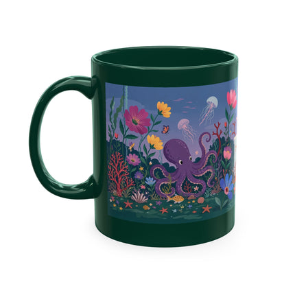 🐠🌸 The Lady Of The Underwater Flower Garden Ceramic Mug – Art Deco Aquatic Whimsy