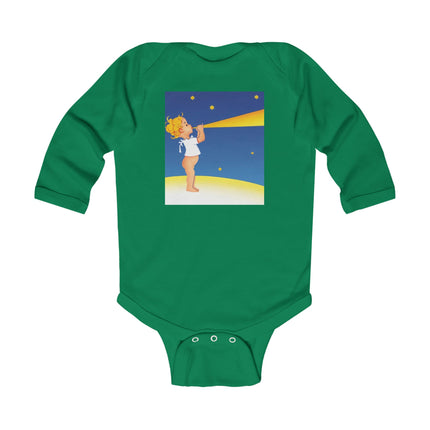 Moon Serenade Long Sleeve Baby Bodysuit – Starry Night Magic & Cozy Comfort