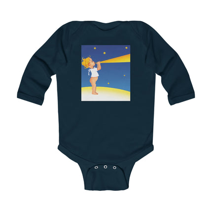 Moon Serenade Long Sleeve Baby Bodysuit – Starry Night Magic & Cozy Comfort