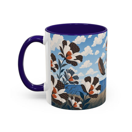 🌊🌼 The Windswept Seaside Promenade Colorful Mug – Art Deco Coastal Elegance