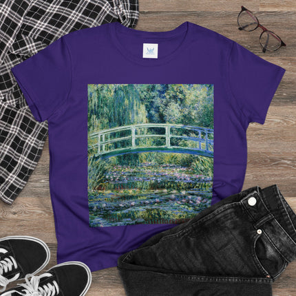 Water Lilies and Japanese Bridge by Claude Monet Women's Midweight Cotton Tee