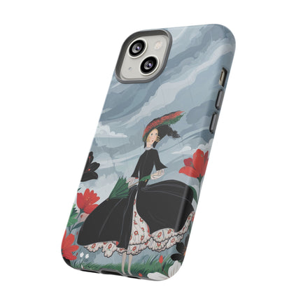 🌧️🌺 The Stormy Flower Walk Phone Case – Art Deco Floral Fashion