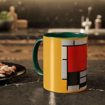 Composition with Red, Yellow, Blue, and Black by Piet Mondrian Colorful Mugs (11oz, 15oz)