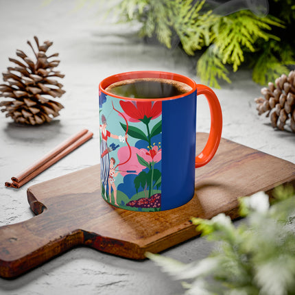 The Lady Of The Scarlet Bow Colorful Mugs – Art Deco Botanical Archer Elegance