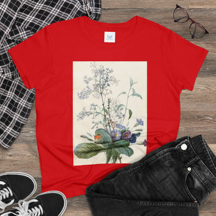 A Bouquet of Flowers with Insects by Pierre Joseph Redouté Women's Midweight Cotton Tee