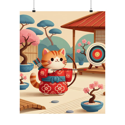 🏹🐱 Archer Kitten in the Zen Garden Matte Vertical Poster – Focus, Whimsy & Zen Balance