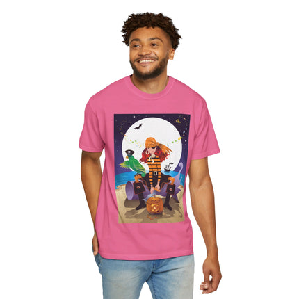 Moonlit Pirate Halloween Unisex Garment-Dyed T-shirt