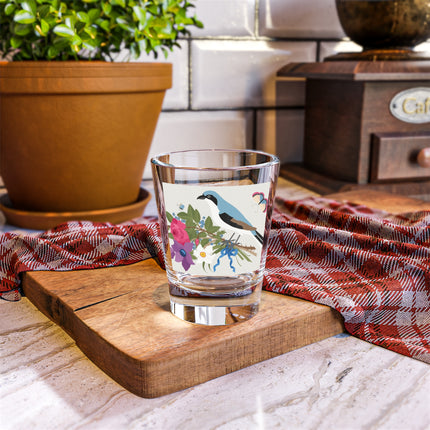 Bluebird & Butterfly Shot Glass – Spring Harmony & Delicate Beauty