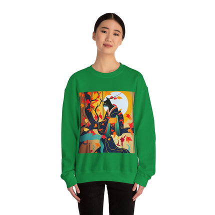 Black Cat in Kimono Unisex Heavy Blend™ Crewneck Sweatshirt