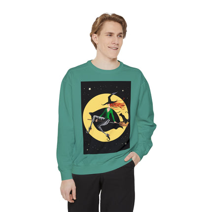 A Witch’s Moonlit Flight Unisex Garment-Dyed Sweatshirt