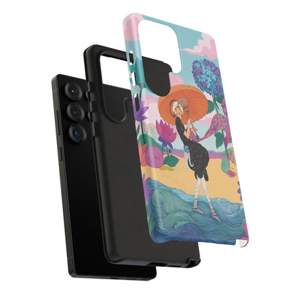 🌊☂️ The Lady Of The Flowered Seashore Phone Case – Art Deco Seaside Fashion