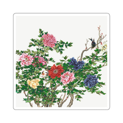Peonies and Birds by Okamoto Shuki Kiss-Cut Stickers (4 Sizes)