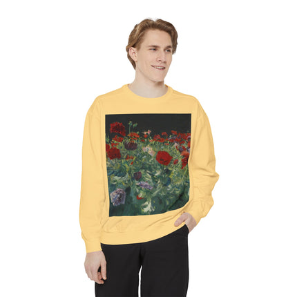 Poppies (A Study of Poppies for Carnation, Lily, Lily, Rose) by John Singer Sargent Unisex Garment-Dyed Sweatshirt