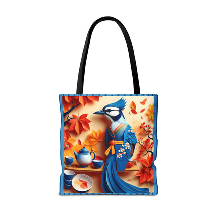 Blue Jay at an Autumn Tea Ceremony Tote Bag (AOP)