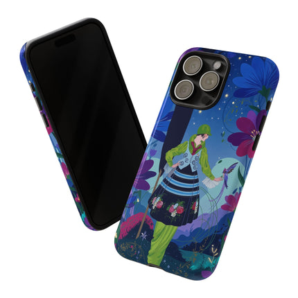 🌸🐦 The Lady Of The Midnight Bird Garden Phone Case – Art Deco Floral Fantasy