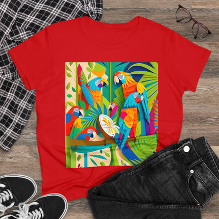 Colorful Macaws Women's Midweight Cotton Tee