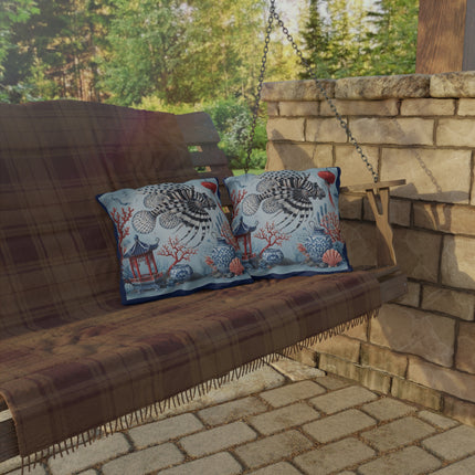 Lionfish & Lantern Outdoor Pillows – Mystical Ocean & Asian Harmony