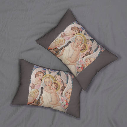 Madonna with Child Surrounded by Musical Angels by Gerda Wegener Spun Polyester Lumbar Pillow