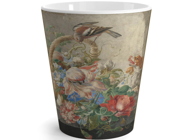 A Basket with Flowers by Herman Henstenburgh Latte Mug