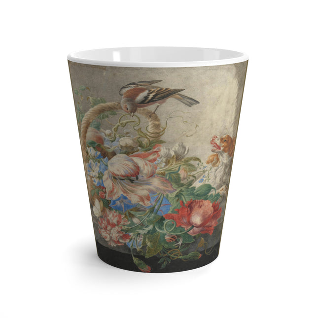 A Basket with Flowers by Herman Henstenburgh Latte Mug