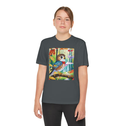 Baby Hawk Plays in Forest Youth Competitor Tee