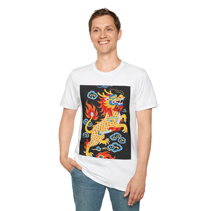 🐅🔥 The Golden Fire Tiger Softstyle T-Shirt – Celestial Flames & Eastern Fantasy